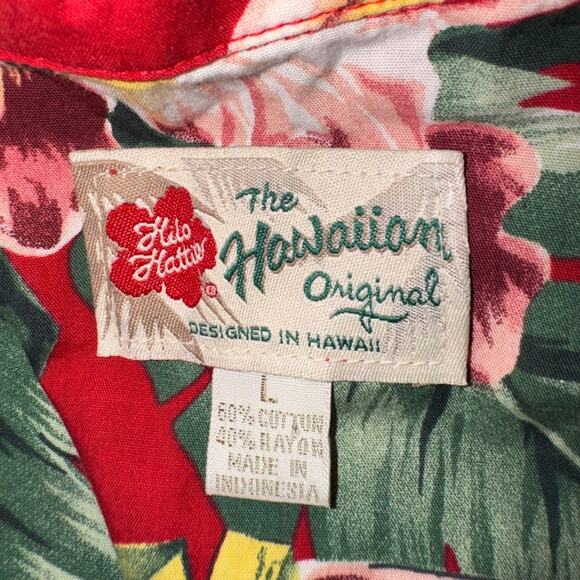 Hilo Hattie Hawaiian Shirt Men’s L Red Tropical Pineapple Aloha Button Front - Picture 4 of 4